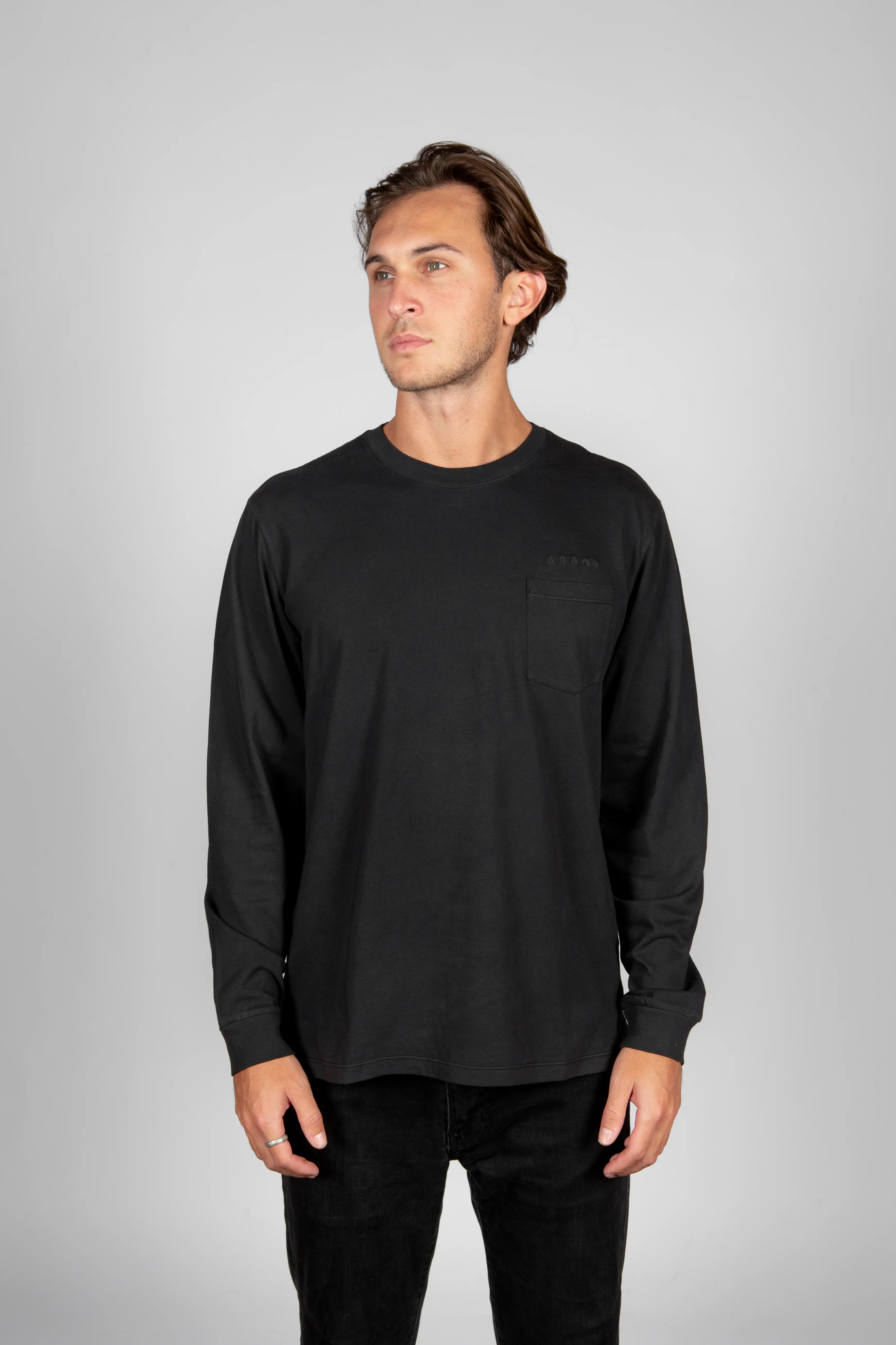 Surplus Long Sleeve Pocket Tee - Black - Image 2